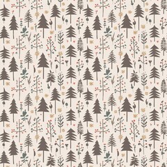 Minimalist decorative background with endless pattern - Christmas tree illustrations
