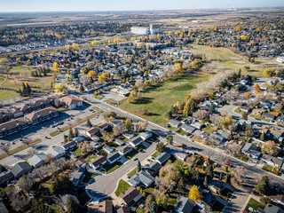 Aerial Drone View of Fairhaven Neighborhood in Saskatoon, Saskatchewan