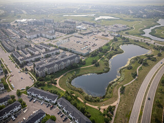 Aerial Drone View of Lakewood Suburban Centre in Saskatoon, Saskatchewan