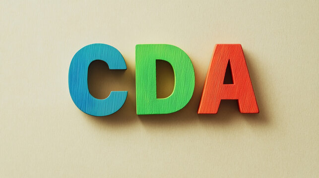  text: CDA . Check list and marker. Definition of the word highlighted with a marker. business concept
