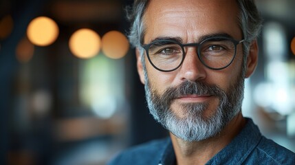 Obraz premium Confident middle-aged business man wearing glasses in office