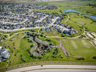 Aerial Drone View of Briarwood Neighborhood in Saskatoon, Saskatchewan
