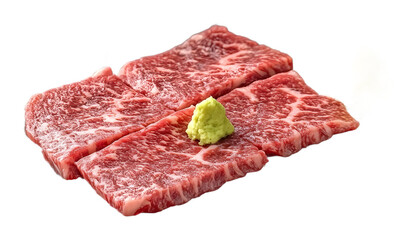 Fototapeta premium Teppanyaki grilled wagyu beef isolated on a transparent background