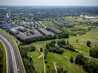 Aerial Drone View of Briarwood Neighborhood in Saskatoon, Saskatchewan