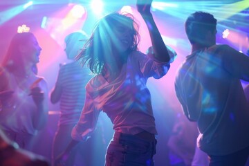 Young people dancing in night club