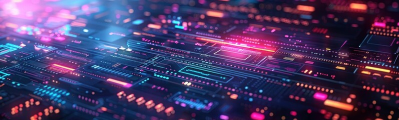 Obraz premium Abstract image of a computer circuit board with many colorful lights