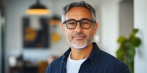 Obraz premium Confident middle-aged business man wearing glasses in office