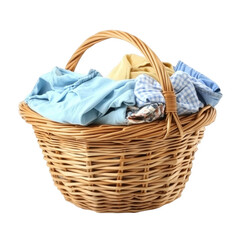 Basket With Clean Laundry Isolated On Transparent Background