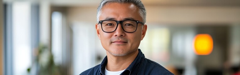 Confident middle-aged business man wearing glasses in office