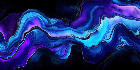 Colorful alcohol ink texture waves with bright neon colors wallpaper background for print on black backdrop