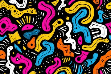 Fototapeta premium Vibrant graffiti artwork featuring abstract shapes and bright colors