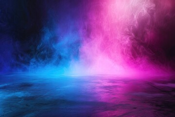 Fototapeta premium Empty background scene. Texture dark concentrate floor with mist or fog. Spectrum light color.