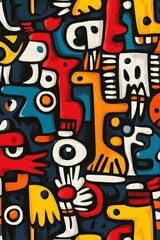 Vibrant graffiti mural featuring abstract animal figures in urban setting