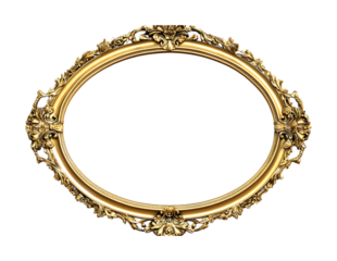 Antique gold frame on a transparent background. isolated background.