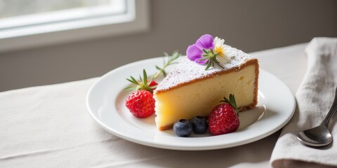 Delightful Dessert Garnished with Edible Flowers
