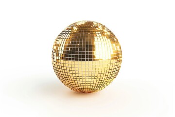 Fototapeta premium Golden disco mirror ball isolated on white background