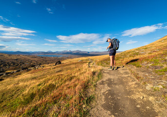Obraz premium Hiking In Beautiful Tundra