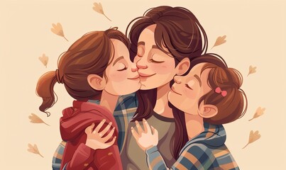 happiness of love on Mothers Day of gratitude for mother struggle for sake of family ai generated