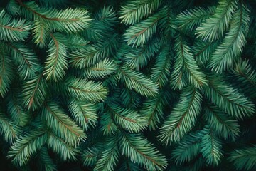 Lush fir tree branches create a vibrant natural backdrop for winter scenes