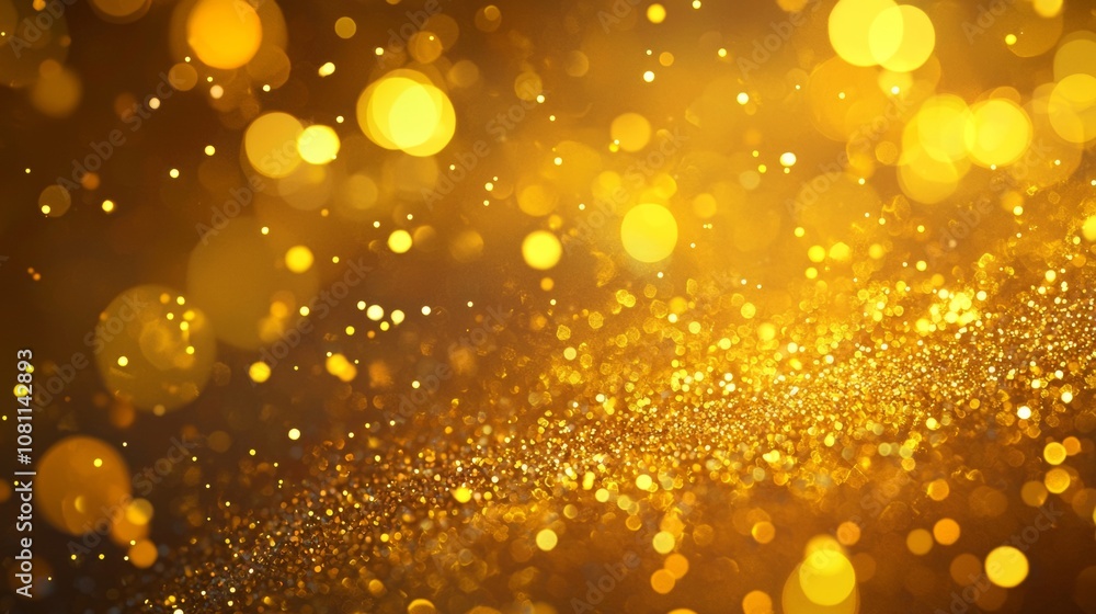 Poster abstract golden bokeh background with glitter effect