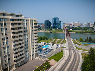 Aerial Drone View of Nutana Neighborhood in Saskatoon, Saskatchewan