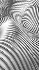 Futuristic metallic wave pattern with fluid lines and abstract geometric texture in elegant monochrome design