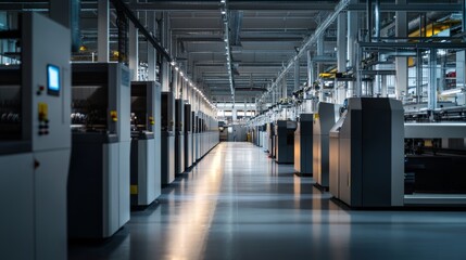 Obraz premium Modern Printing Factory Interior for Industrial and Manufacturing Concepts Generative AI