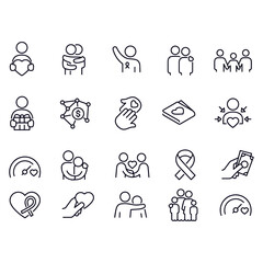  Charity And Giving line icons vector design