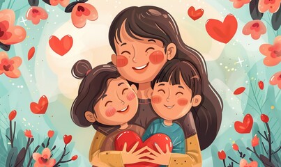 happiness of love on Mothers Day of gratitude for mother struggle for sake of family ai generated