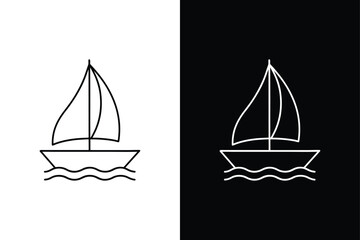 Sailboat icon on White Background Vector Art Illustration on white background.