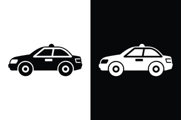 Police Car icon on White Background Vector Art Illustration on white background.