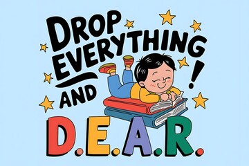 Engaging Drop Everything And Read Illustration for Children’s Reading Events

