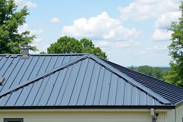 Obraz premium Metal roof made of corrugated sheets