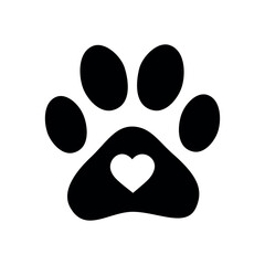 Heart Paw Print Silhouette - Pet Love Symbol