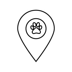 Pet Location Pin Icon with Paw Print