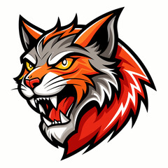 Cat roaring head logo vector illustration On White Background