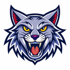 Cat roaring head logo vector illustration On White Background