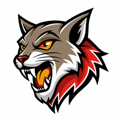 Cat roaring head logo vector illustration On White Background