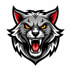 Cat roaring head logo vector illustration On White Background