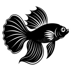 Betta fish vector silhouette on white background