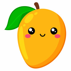 A kawaii mango with a smiley face vector illustration  