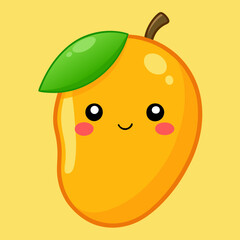A kawaii mango with a smiley face vector illustration  