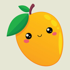 A kawaii mango with a smiley face vector illustration  