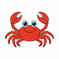  vector cute cartoon Crab on white background