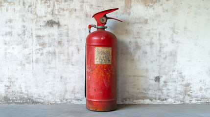 Obraz premium Close-Up of Red Fire Extinguisher Mounted on a Wall Indoors