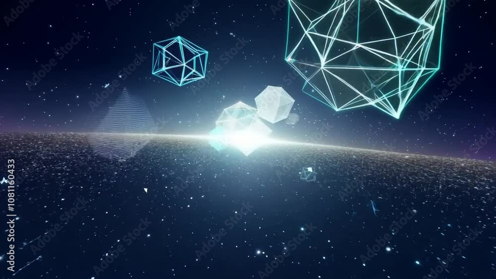 Poster exploring cosmic elements in virtual reality with stars surrounding generative ai
