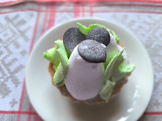 piece of delicious cake on a white plate. High quality photos