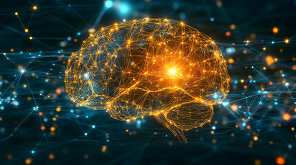 Neural Network Brain Connectivity Abstract, connection, connections, nodes, lines, technology