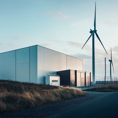 Modern Clean Energy Factory - Sustainable Power Generation Facility Generative AI