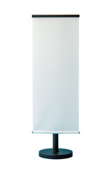 White Retractable Banner Stand with Black Base PNG Image | Transparent Background for Trade Shows, Events, Exhibitions Stock Photo